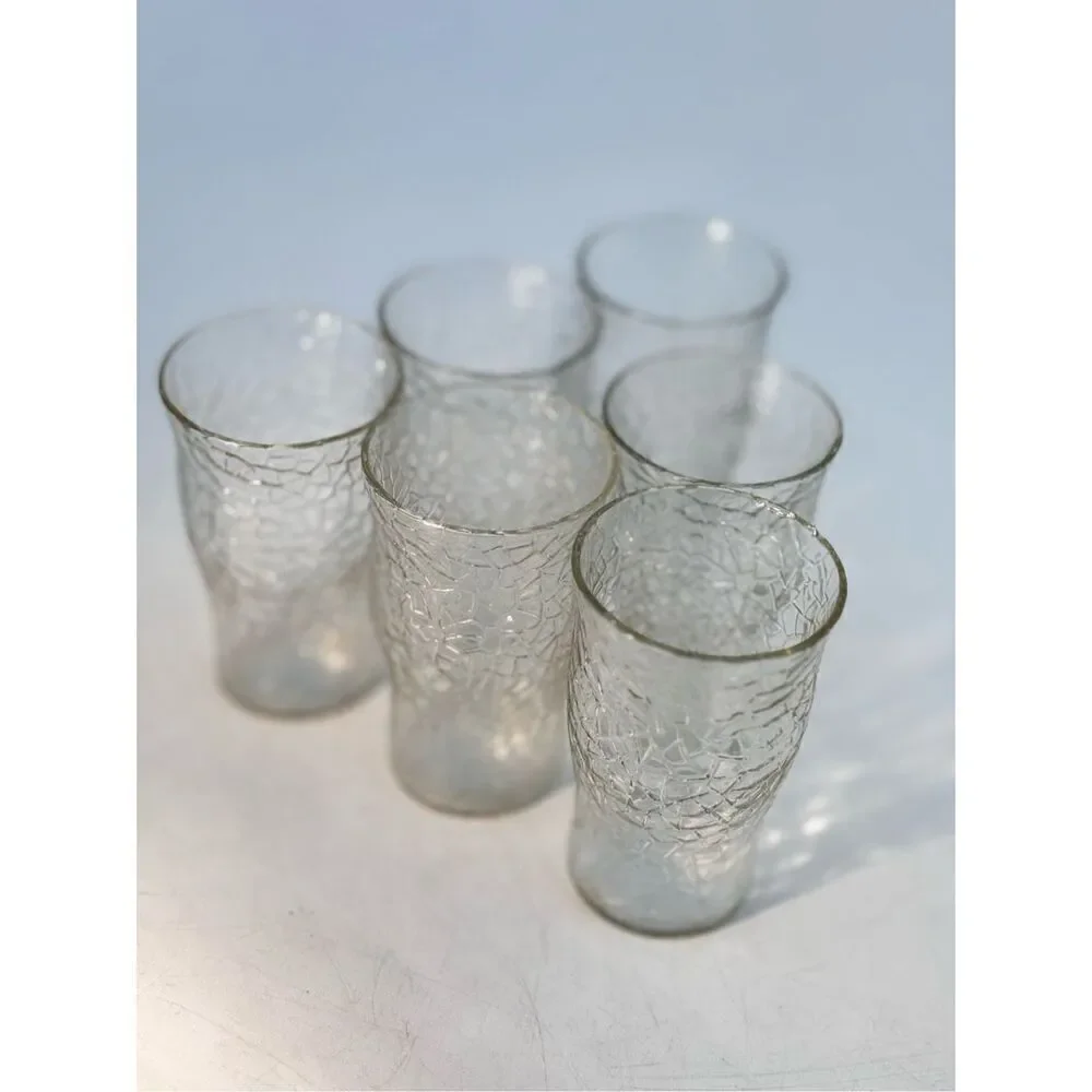 6 crackled glass mini glasses